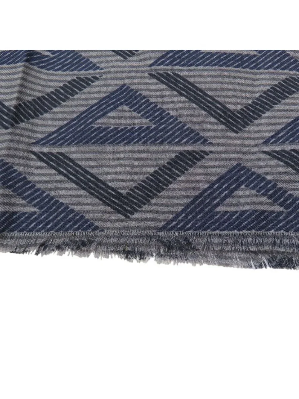 Dior CD Diamond Logo Large Shawl Scarf Fringe Silk Wool Gray